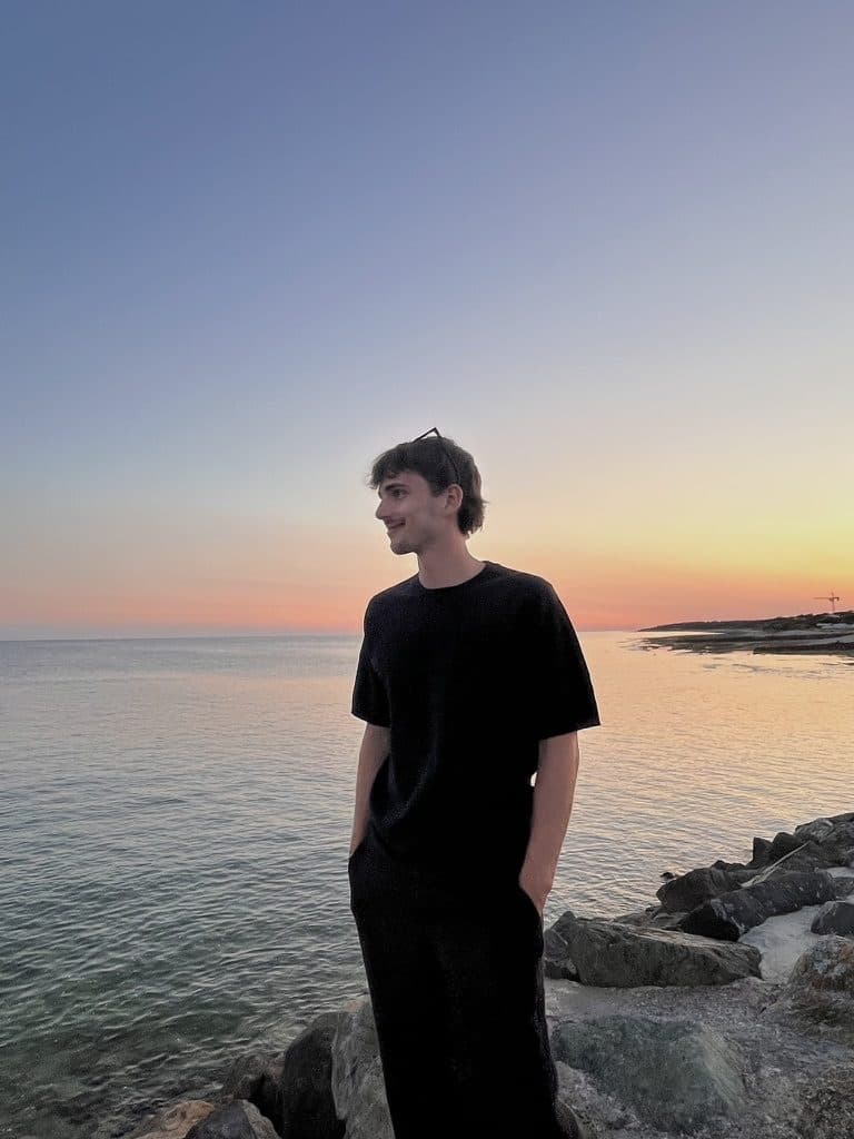Quentin by the sea at sunset